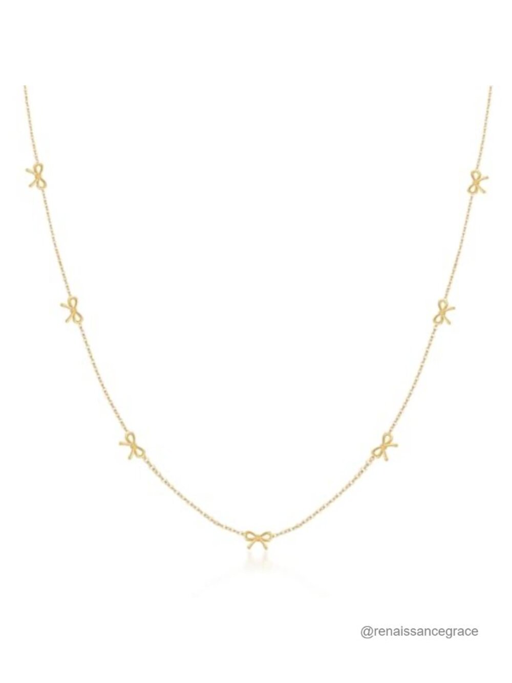 Dainty 7-Bow Charm Necklace Layer Adjustable Stainless Steel Choker Women
